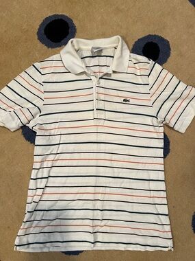 Lacoste Kids' White Striped Polo Shirt